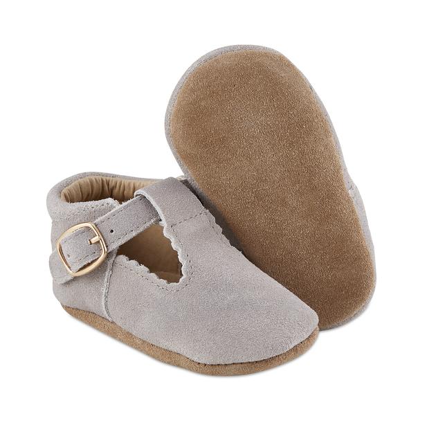 Grey Suede Soft Sole Mary Janes