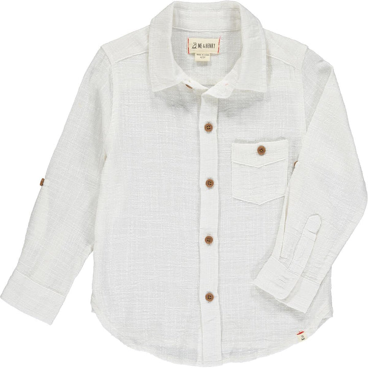 Merchant White Cotton Woven Shirt
