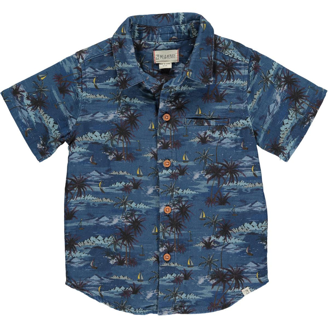 Maui Blue Hawaiian Woven Shirt