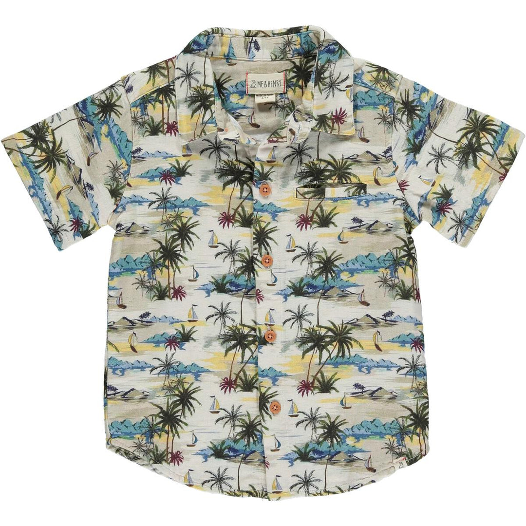 Maui Cream Hawaiian Woven Shirt