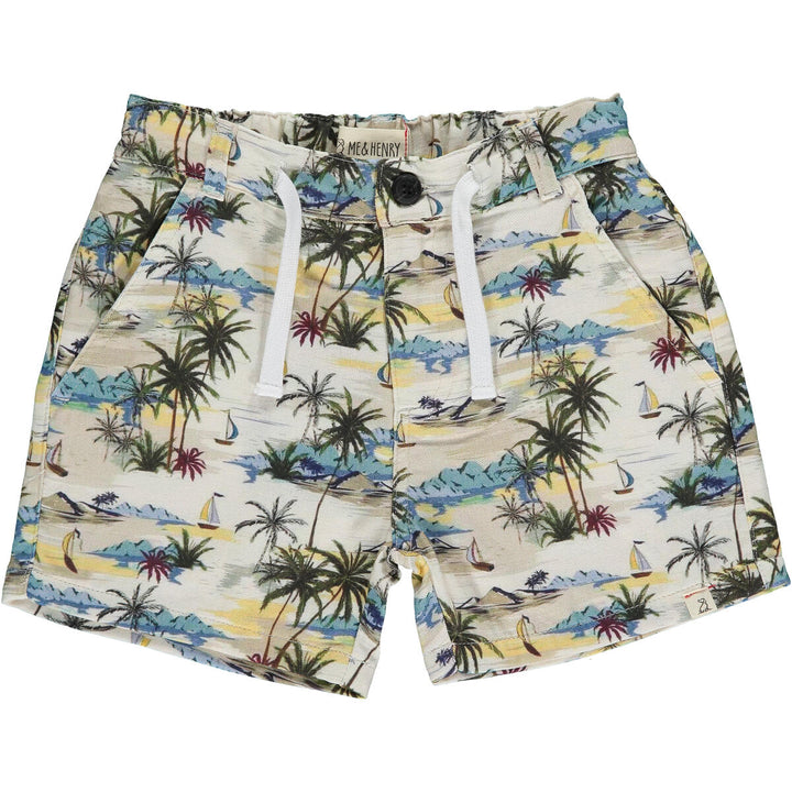 Mahalo Cream Hawaiian Shorts