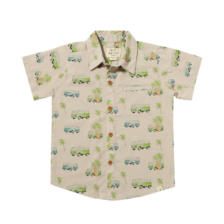 Maui Printed Shirt - Grey Campervan