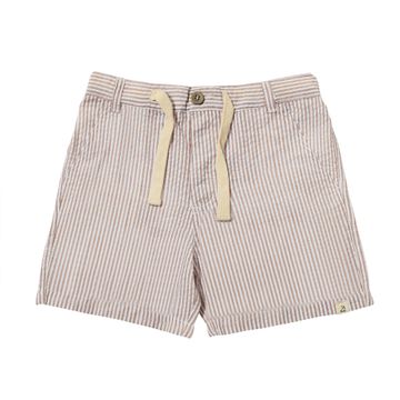 Crew Woven Shorts - Brown/White Seersucker Stripe