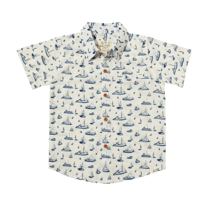 Maui Printed Shirt - Navy Boats