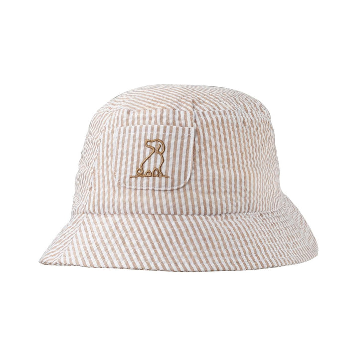 FISHERMAN Woven Bucket Hat - Brown/White Seersucker Stripe