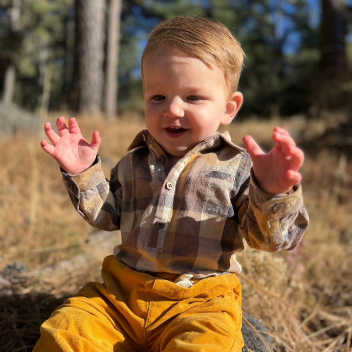 Jasper Woven Onesie - Brown Madras