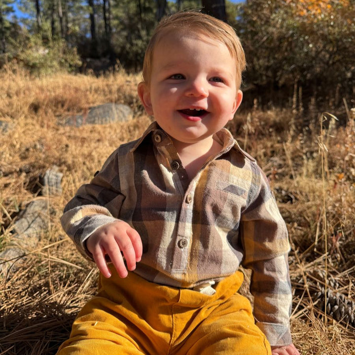 Jasper Woven Onesie - Brown Madras
