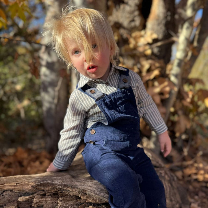 Stripe Jasper Woven Onesie - Navy/Cream