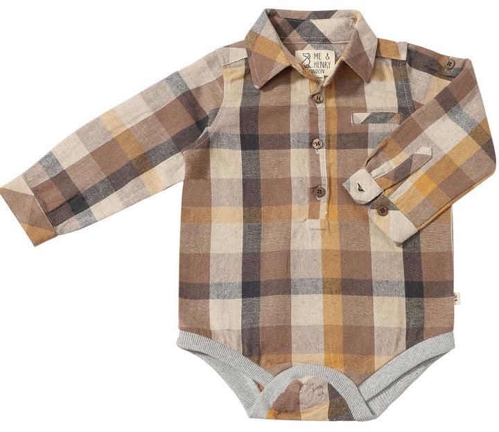 Jasper Woven Onesie - Brown Madras