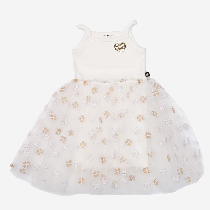 Heart Patch Tutu Dress - White
