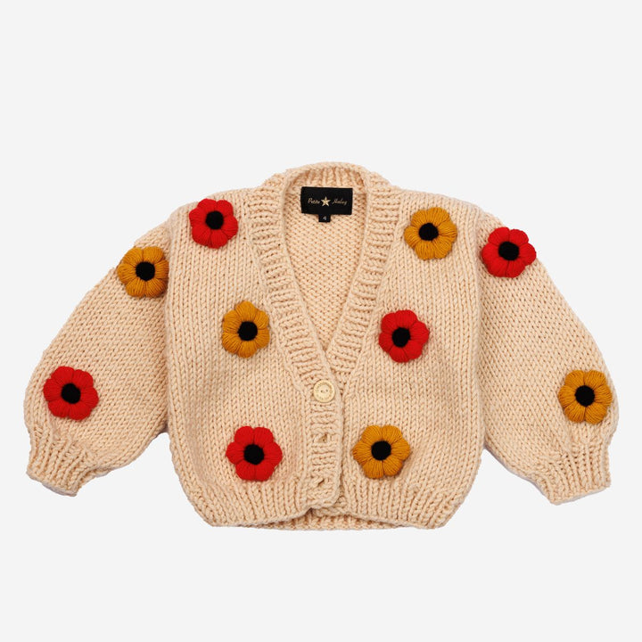 Flower Knitted Cardigan - Cream