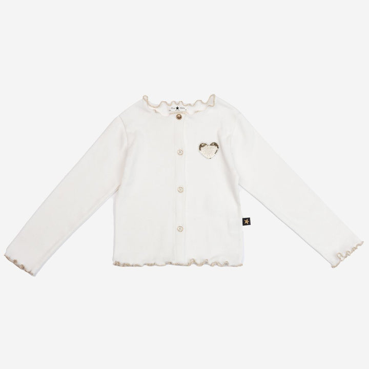 Heart Patch Cardigan - White