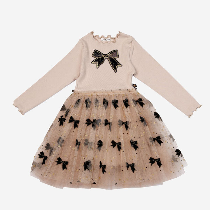 Evelyn Bow Tutu Dress - Beige