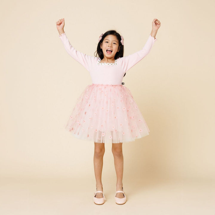 Flower Lace Tutu Dress - Pink