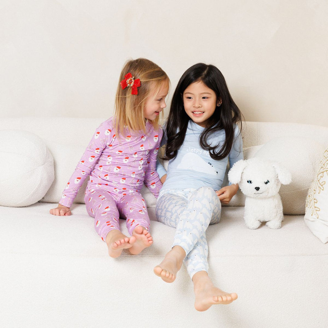 Printed Bamboo Pajama Set - Purple Santa