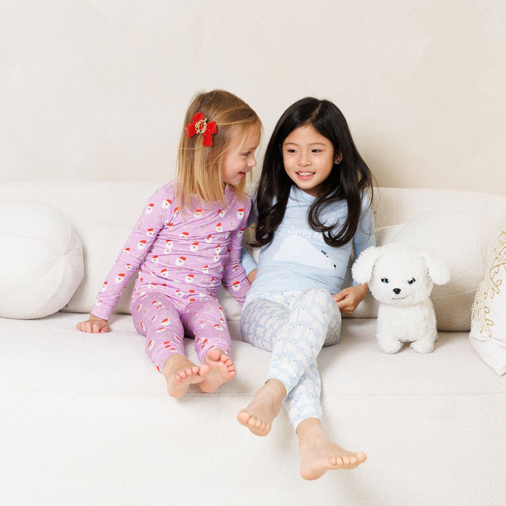 Printed Bamboo Pajama Set - Purple Santa