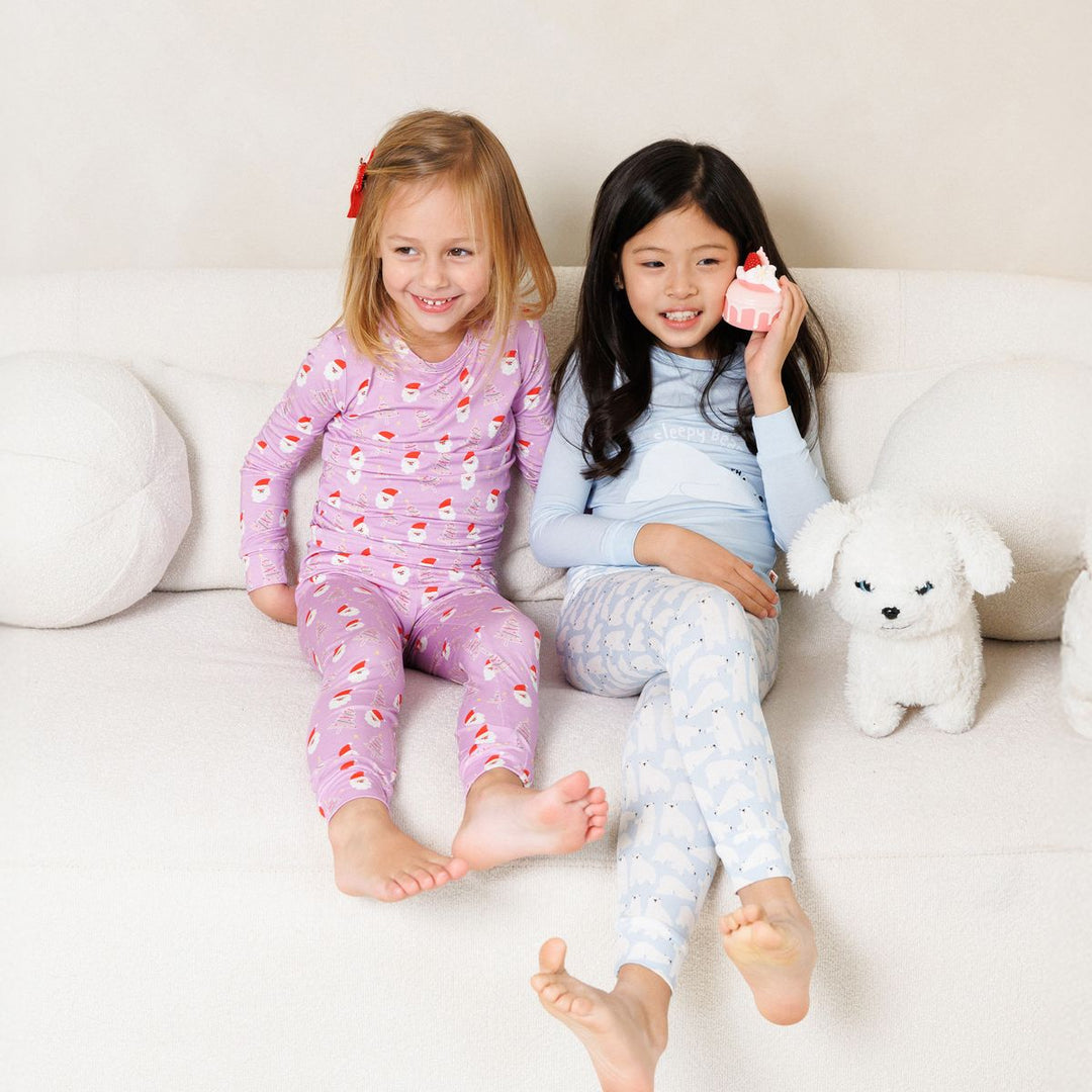 Printed Bamboo Pajama Set - Purple Santa