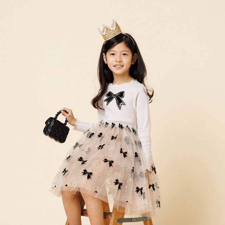 Evelyn Bow Tutu Dress - Beige