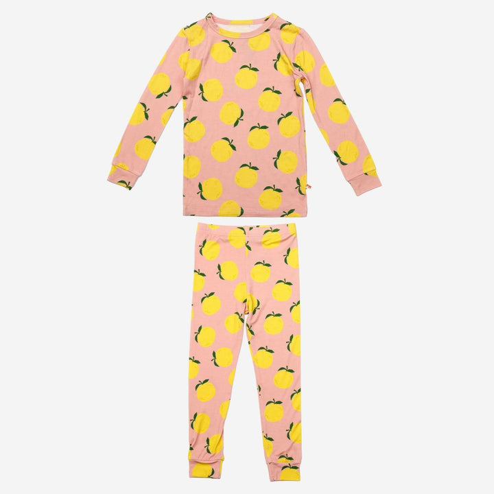 Printed Bamboo Pajama Set - Pink Yuzu
