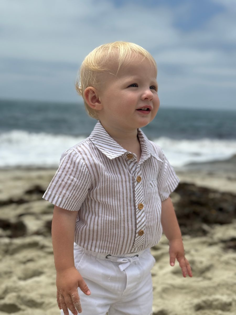 Helford Cream/White Stripe Onesie