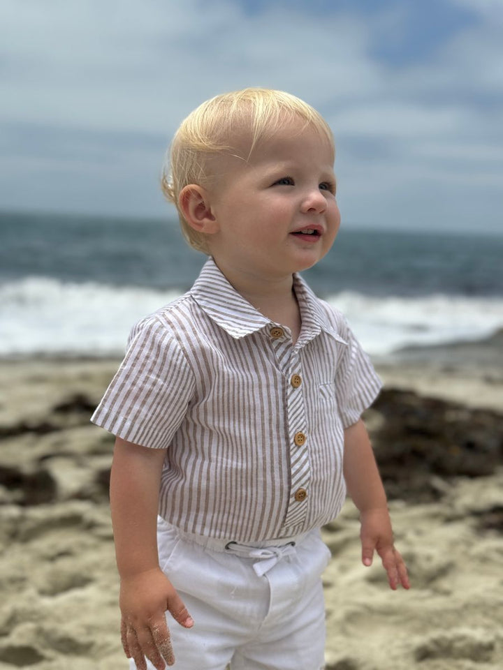 Helford Cream/White Stripe Onesie