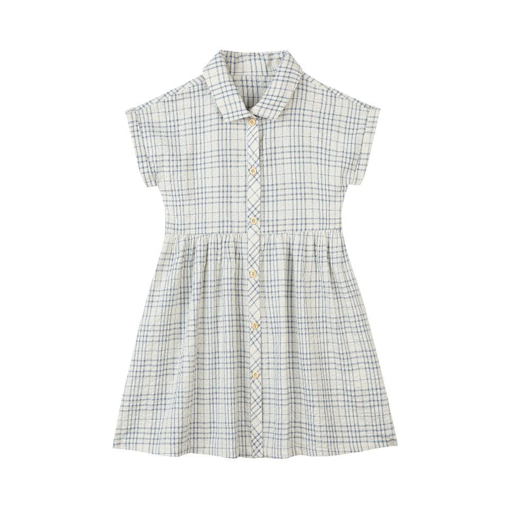 Heather Dress - Blue Plaid Seersucker