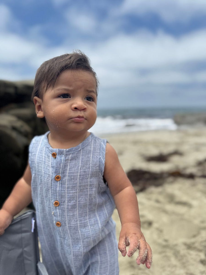 Cabin Playsuit - Chambray plaid