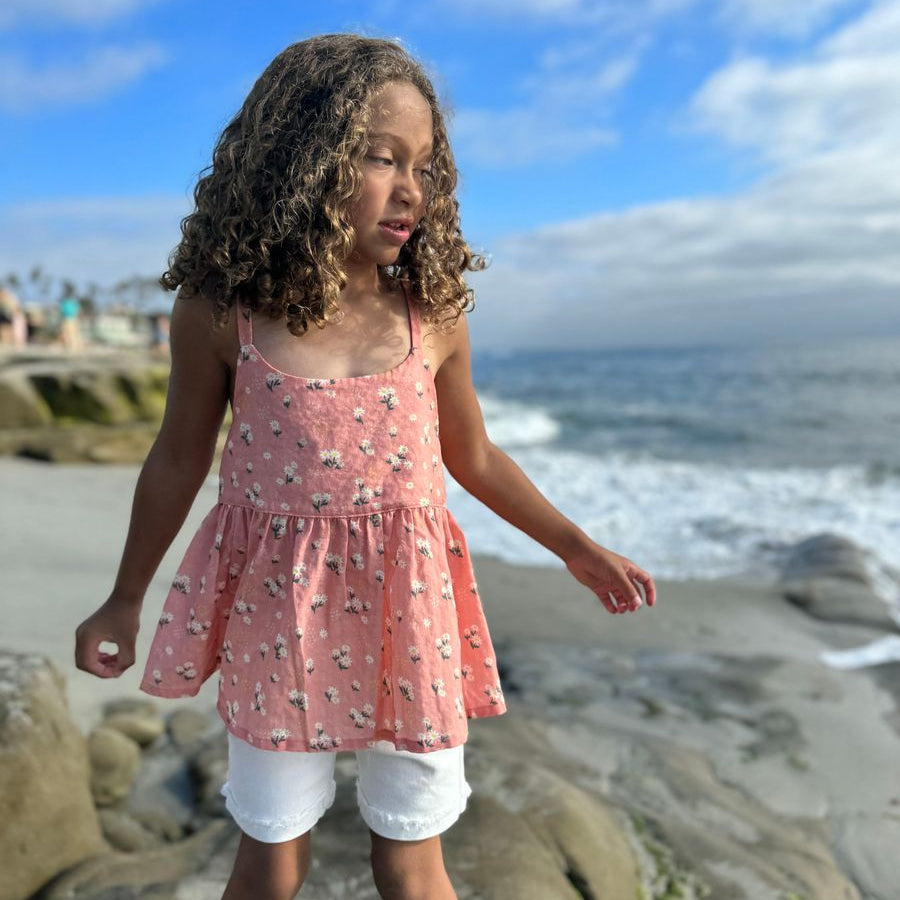 Katie Top in Peach Floral