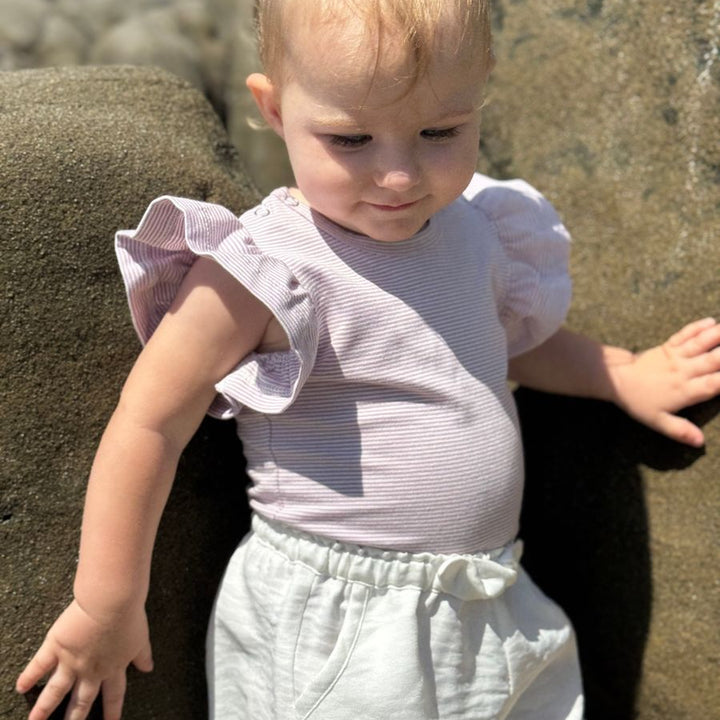 Wren Onesie in Lavender Stripe