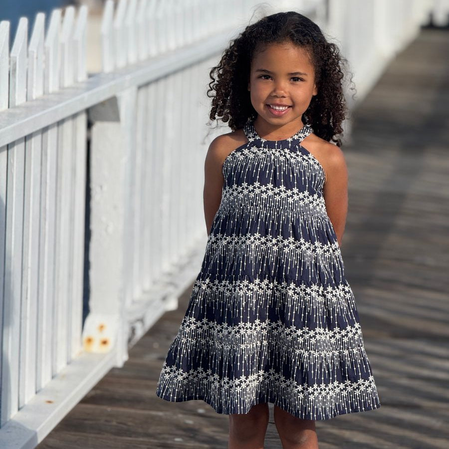 Maleia Dress in Navy Embroidery