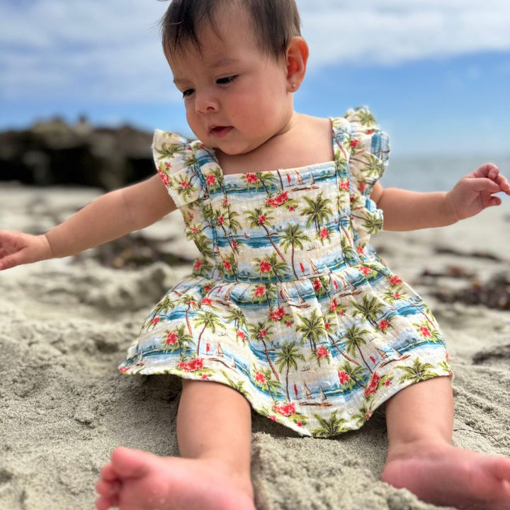 Casey Onesie Dress in Hawaiian Palms
