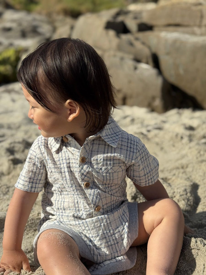 Helford Chambray/Cream Plaid Onesie