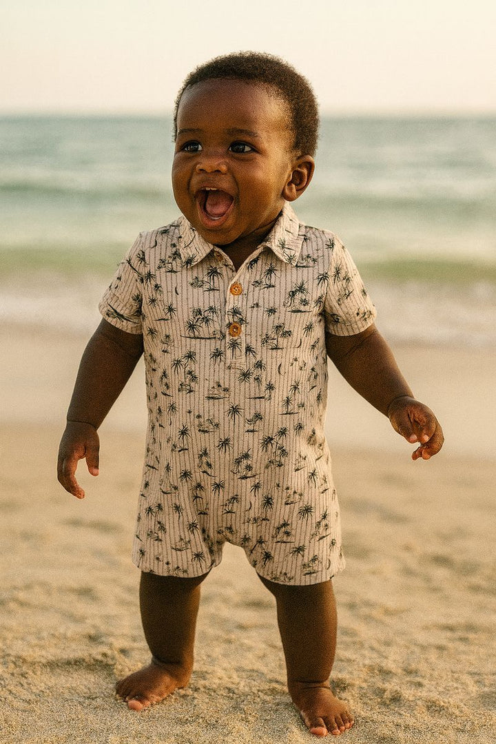 Molokai Printed Romper - Beige Island