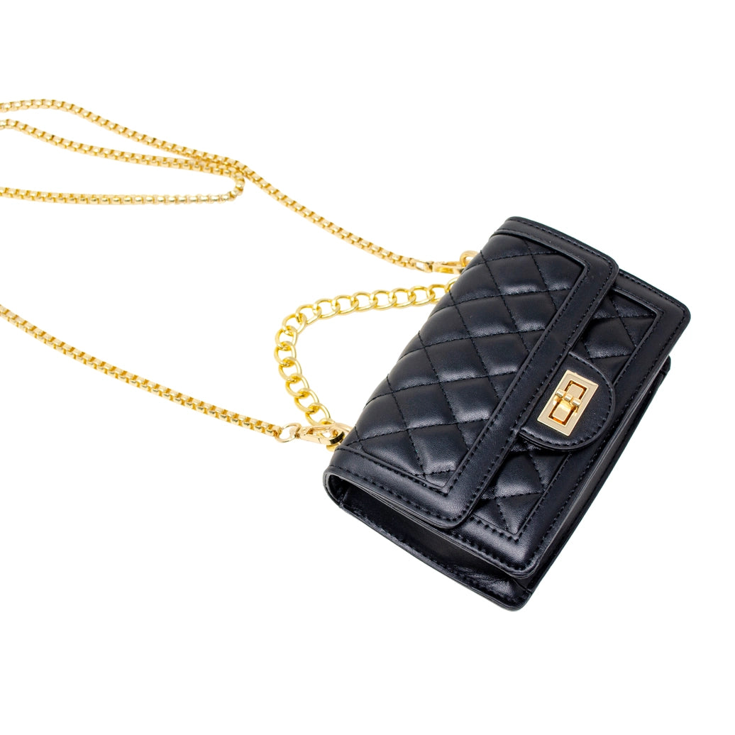 Quilted Flap handbag - Black