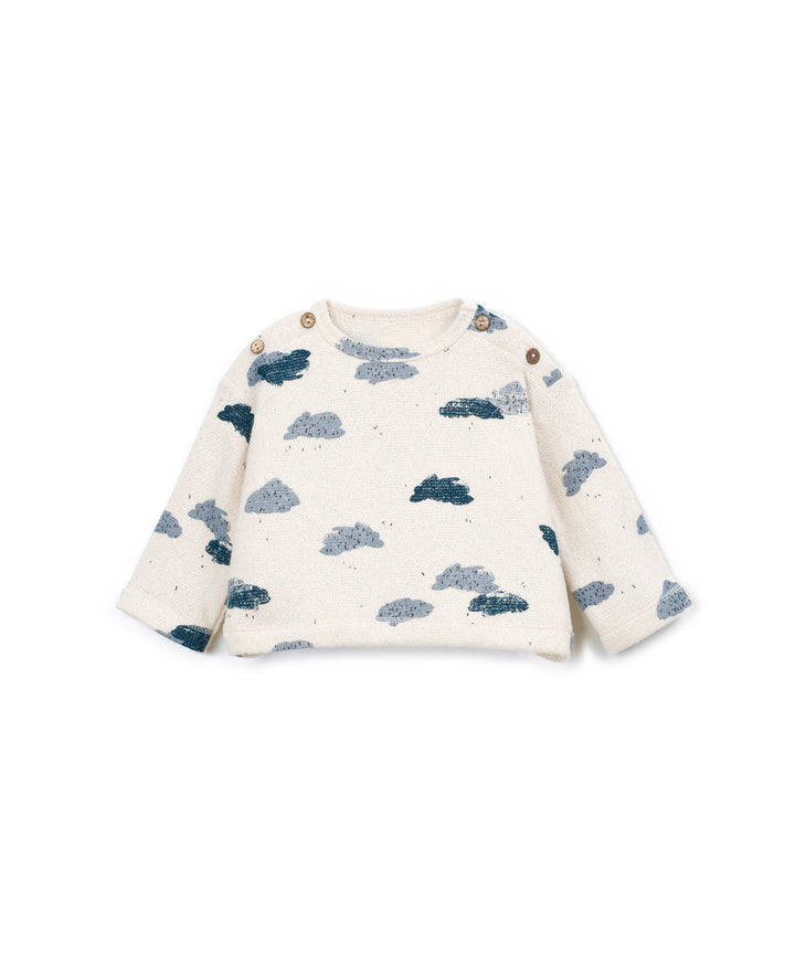 Printed Jersey Sweater - Clouds