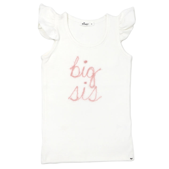 Big Sis Pink Embroidered Cotton Tank