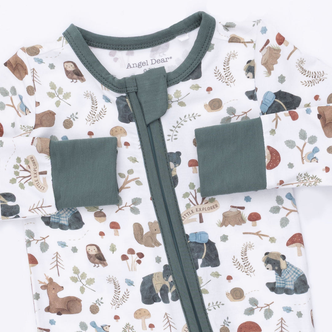 Angel Dear Southern Woodland Animals Green Convertible Romper