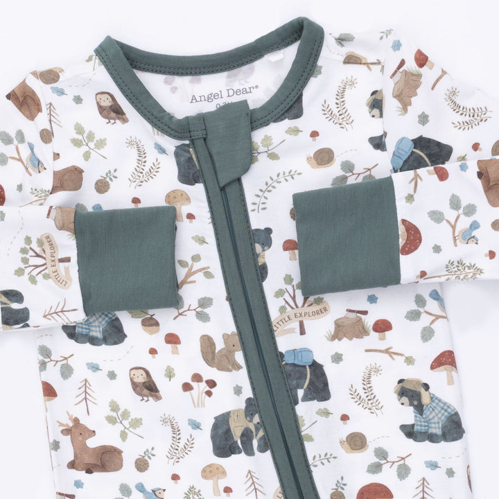 Angel Dear Southern Woodland Animals Green Convertible Romper