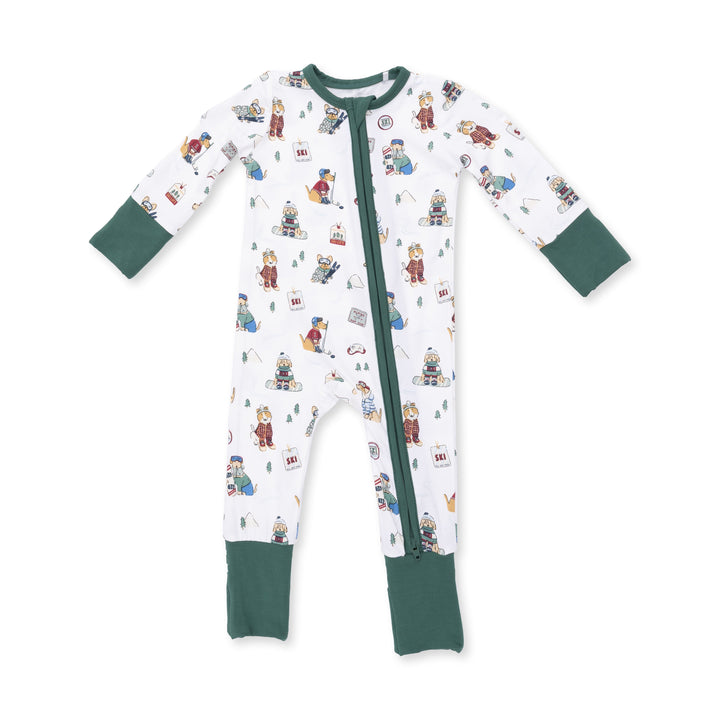 Angel Dear Winter Sports Dogs Green Convertible Romper