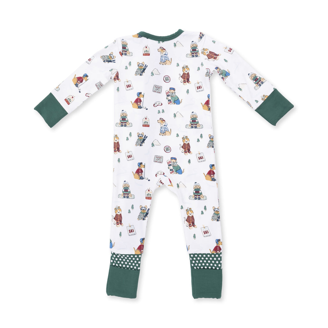 Angel Dear Winter Sports Dogs Green Convertible Romper