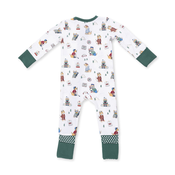 Angel Dear Winter Sports Dogs Green Convertible Romper