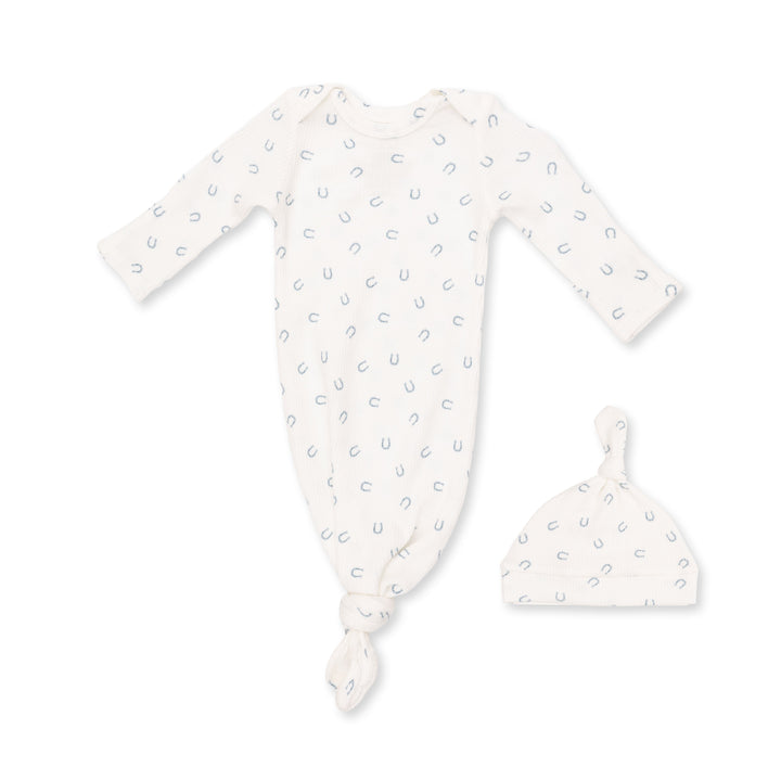 Angel Dear Little Horseshoes Blue Knotted Gown & Knotted Hat