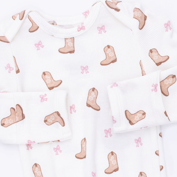 Angel Dear Mini Cowgirl Boots Knotted Gown & Knot Headband