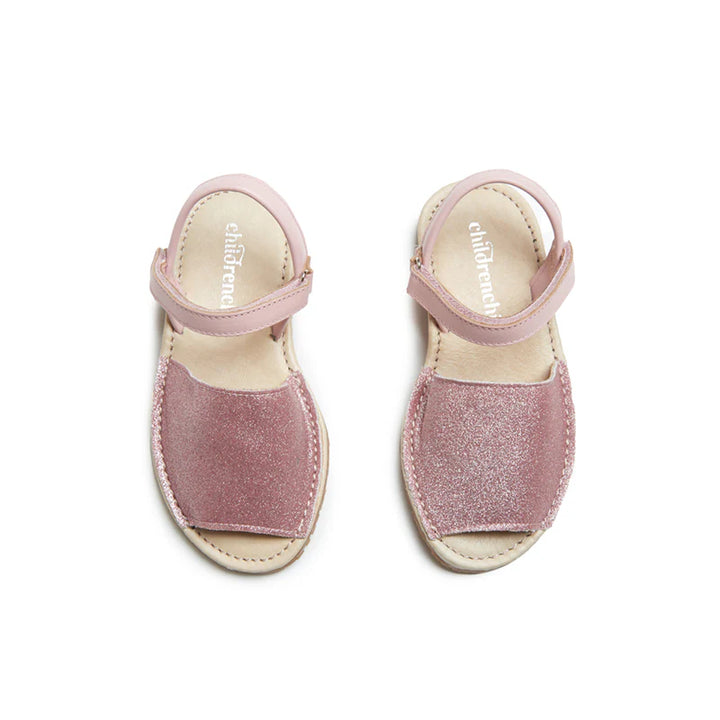 Leather Sandals/Pink Glitter