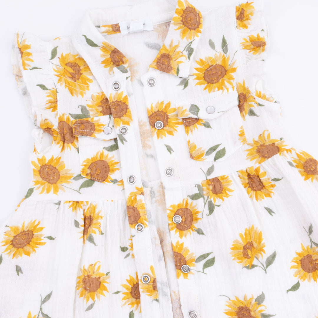 Angel Dear Baby Sunflower Western Pearl Snap Dress & Bloomer