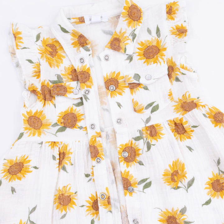 Angel Dear Baby Sunflower Western Pearl Snap Dress & Bloomer