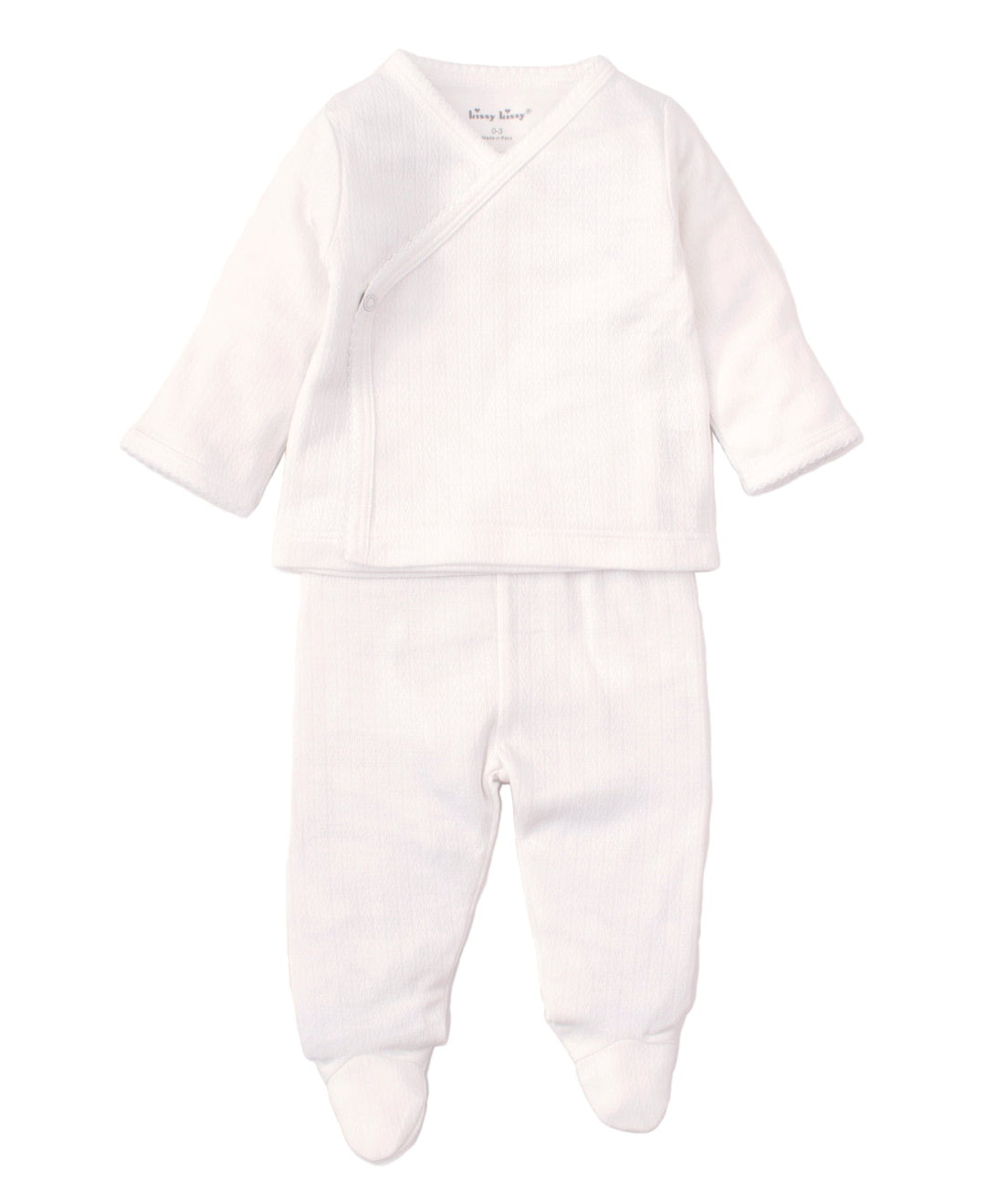 Kissy Pointelle Cross Tee & Pant Set - White