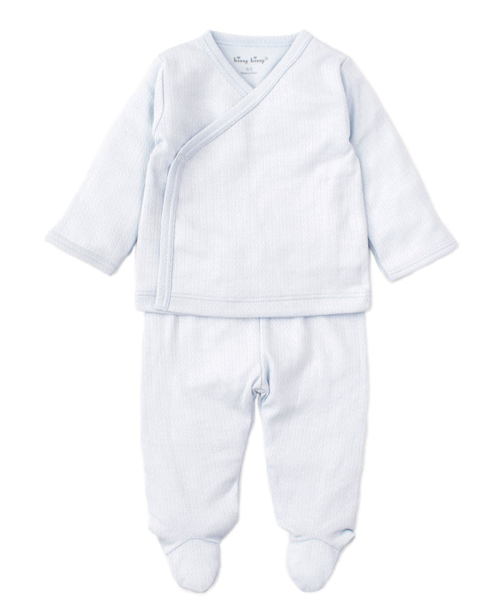 Kissy Pointelle Cross Tee & Pant Set - Light Blue