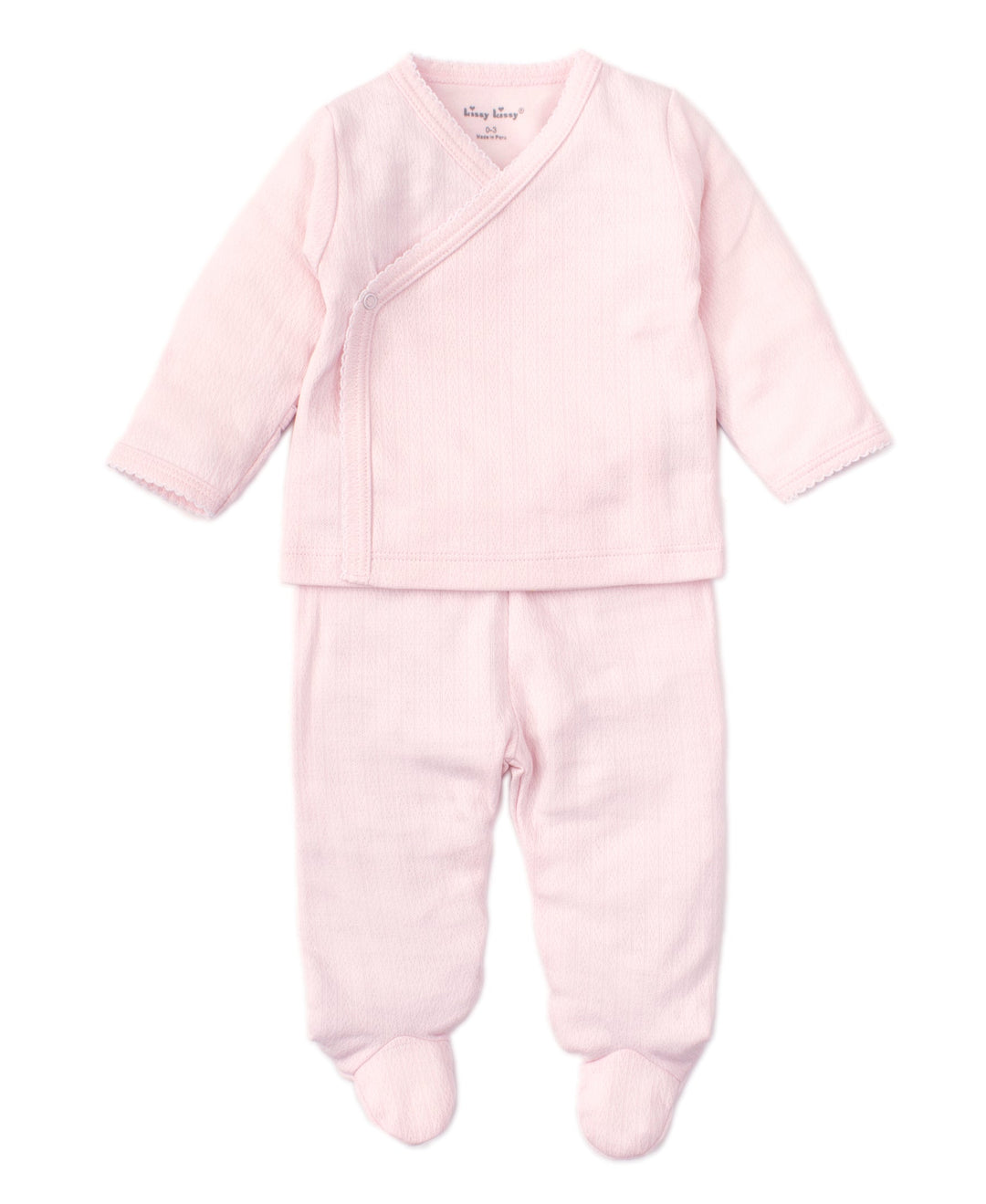 Kissy Pointelle Cross Tee & Pant Set - Pink