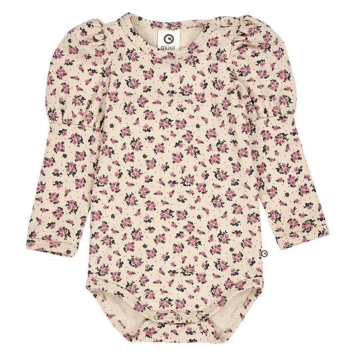 Zinna Puff L/S Bodysuit - Oak/Rose